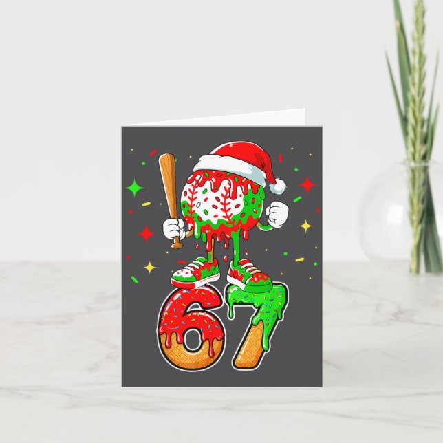 Baseball Drip Number 67 Meme Ice Cream Dripng Chri Card (Front)
