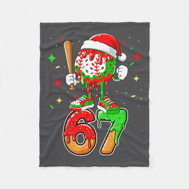 Baseball Drip Number 67 Meme Ice Cream Dripng Chri Fleece Blanket (Front)