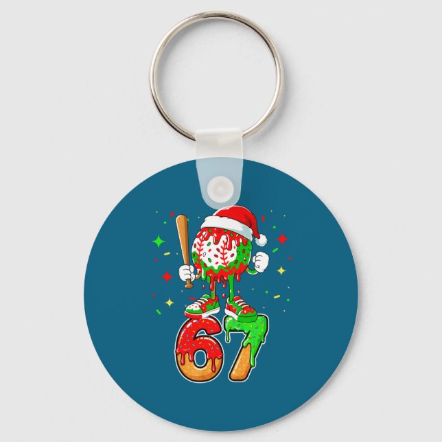 Baseball Drip Number 67 Meme Ice Cream Dripng Chri Keychain (Front)