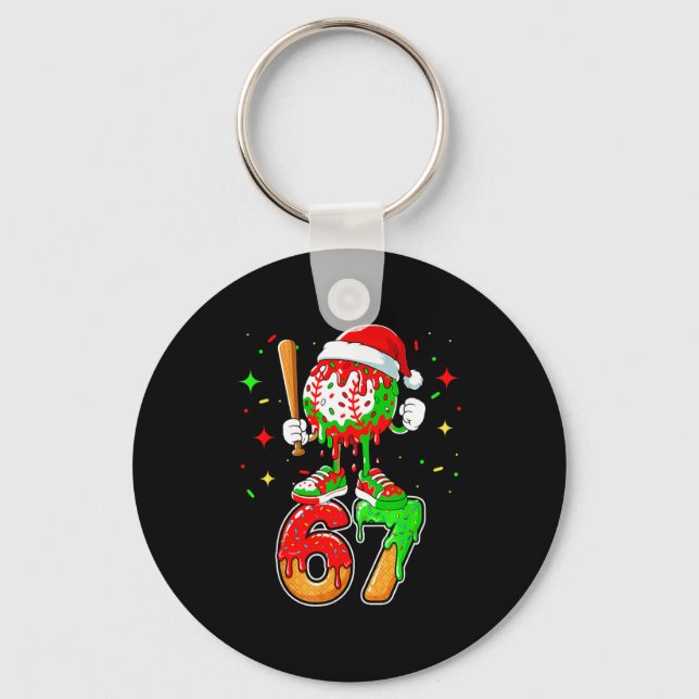 Baseball Drip Number 67 Meme Ice Cream Dripng Chri Keychain (Front)