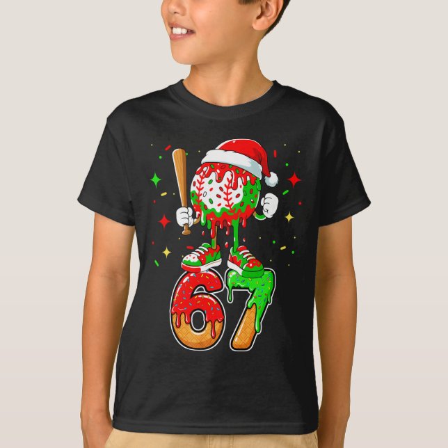 Baseball Drip Number 67 Meme Ice Cream Dripng Chri T-Shirt (Front)
