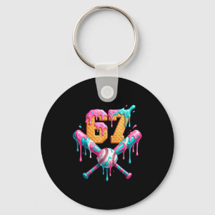 Baseball Drip Number 67 Player Keychain