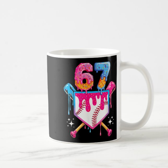 Baseball Drip Number 67 Player Or 67th Birthday  Coffee Mug (Right)