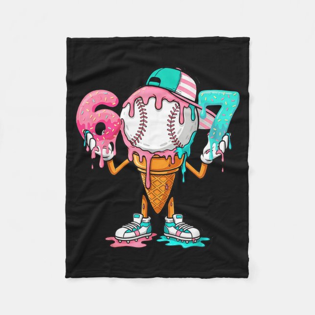 Baseball Drip Number 67 Player Or 67th Birthday  Fleece Blanket (Front)