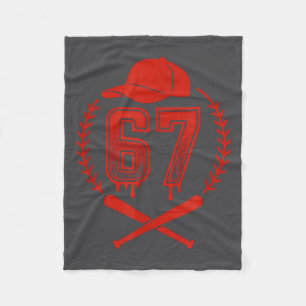 Baseball Drip Number 67 Player Or 67th Birthday  Fleece Blanket