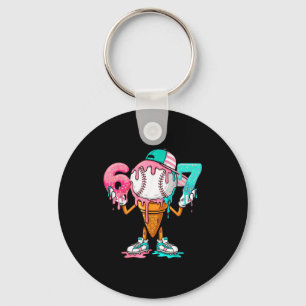 Baseball Drip Number 67 Player Or 67th Birthday  Keychain