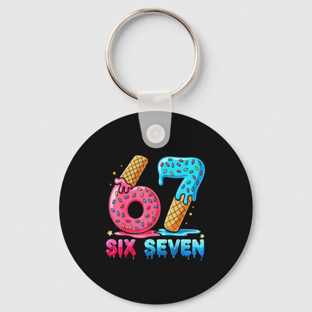 Baseball Drip Number 67 Player Or 67th Birthday  Keychain (Front)