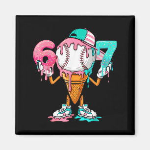 Baseball Drip Number 67 Player Or 67th Birthday  Magnet