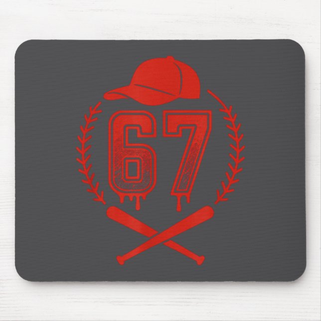 Baseball Drip Number 67 Player Or 67th Birthday  Mouse Pad (Front)