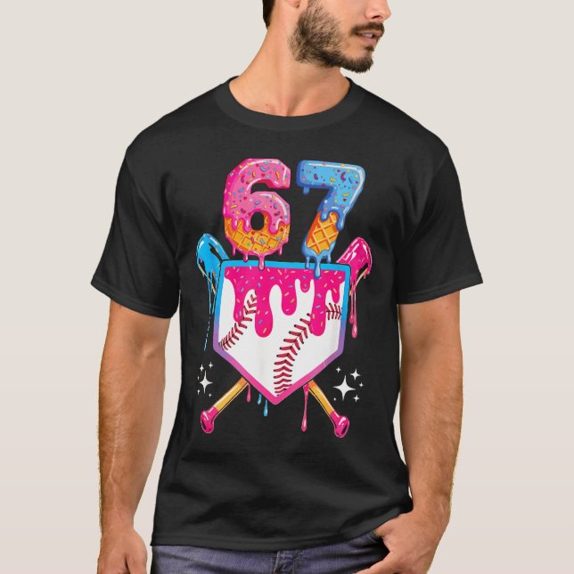 Baseball Drip Number 67 Player Or 67th Birthday  T-Shirt (Front)