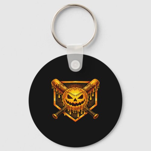 Baseball drip pumpkin spooky ghost halloween boys keychain