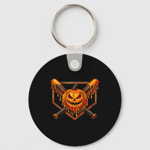 Baseball drip pumpkin spooky ghost halloween boys keychain