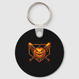 Baseball drip pumpkin spooky ghost halloween boys keychain