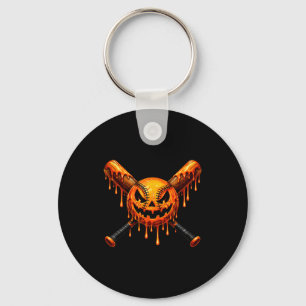 Baseball drip pumpkin spooky ghost halloween boys keychain