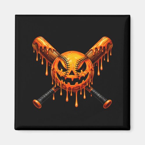 Baseball drip pumpkin spooky ghost halloween boys magnet