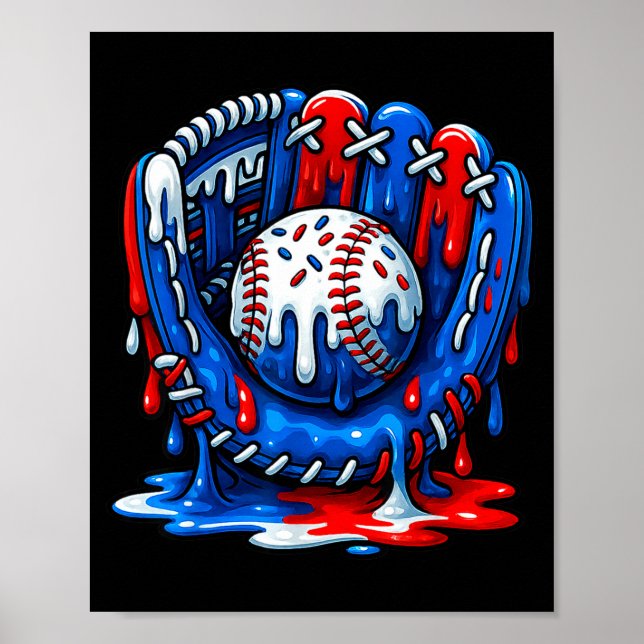 Baseball Drip Team For Boys Ice Cream Cool  Poster (Front)