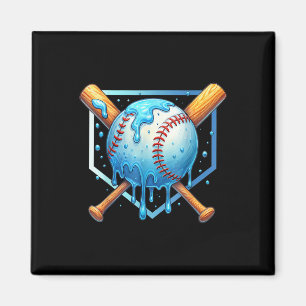 Baseball Dripping Ice Cream Drip Youth Boys Baseba Magnet