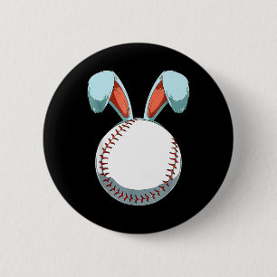 Baseball Easter Bunny Ears Easter Eggs Hunting Bas Button