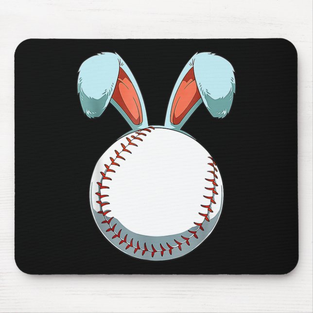 Baseball Easter Bunny Ears Easter Eggs Hunting Bas Mouse Pad (Front)