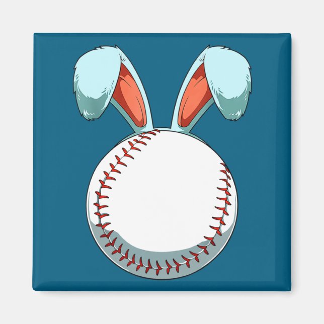 Baseball Easter Day Bunny Ears Rabbit Baseball Fa  Magnet (Front)