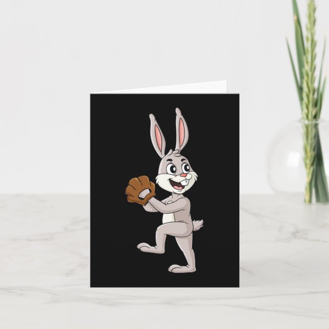Baseball Easter Day Rabbit Pitcher Boys Girls Kids Card (Front)