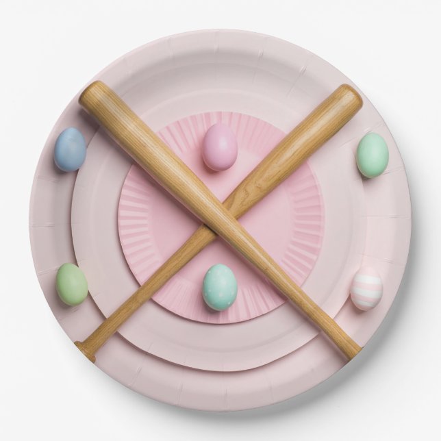Baseball Easter  themed  Paper Plates (Front)