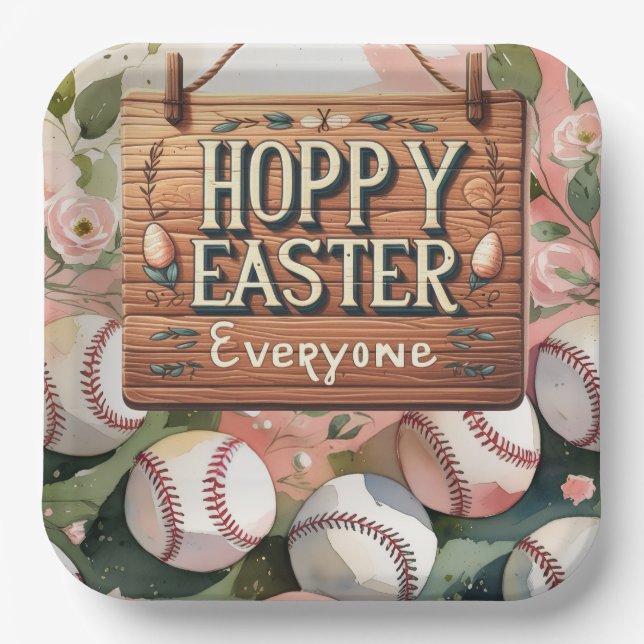 Baseball Easter  themed  Paper Plates (Front)