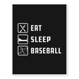 Baseball - Eat Sleep Baseball Temporary Tattoos
