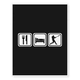 Baseball - Eat Sleep Baseball Temporary Tattoos