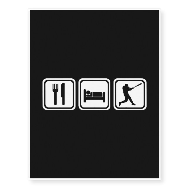 Baseball - Eat Sleep Baseball Temporary Tattoos (Front)