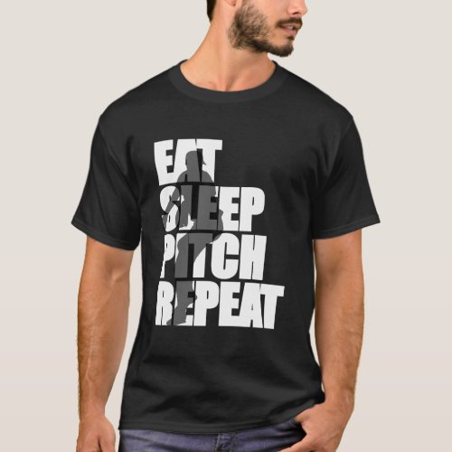 Baseball Eat Sleep Pitch Repeat Love To Pitch Stri T_Shirt