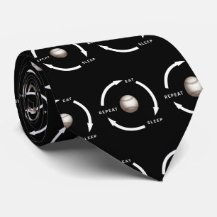 Baseball Eat Sleep Repeat Sports Fan Saying Neck Tie