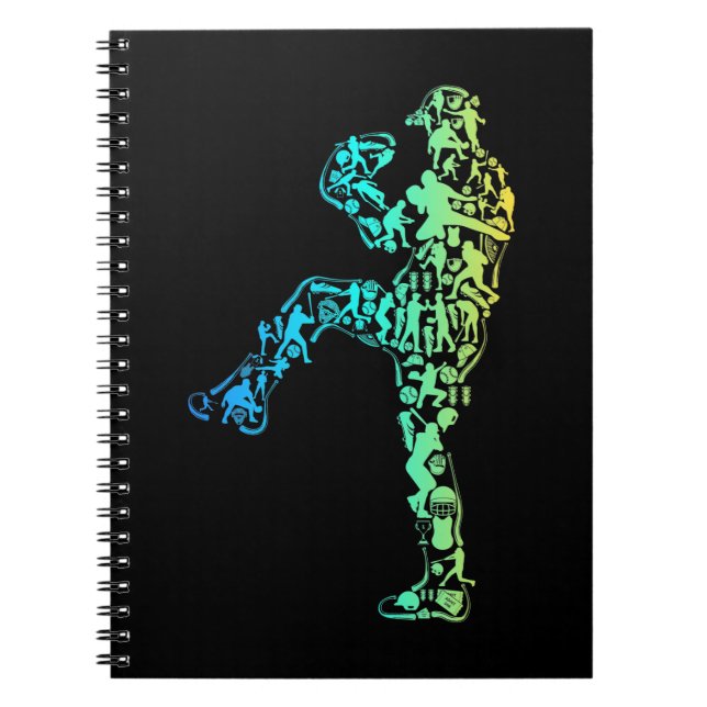 Baseball Elements Sport Baseball Player Notebook (Front)