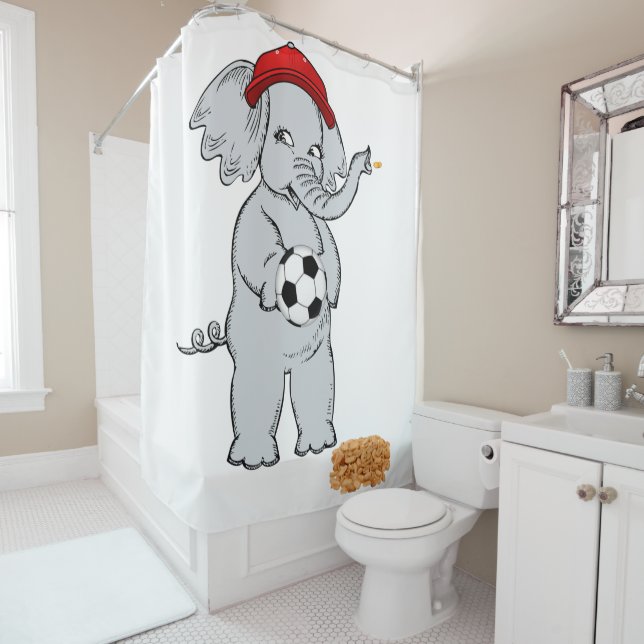 Baseball Elephant Shower Curtain (In Situ)