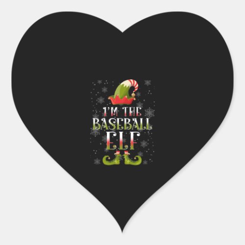 Baseball Elf Christmas Heart Sticker