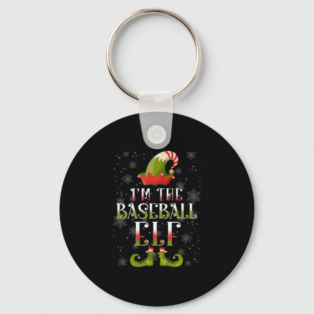 Baseball Elf Christmas Keychain (Front)