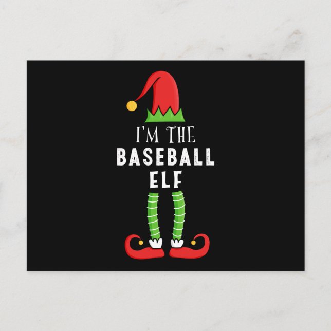 Baseball Elf Christmas Matching Family Gift Postcard (Front)