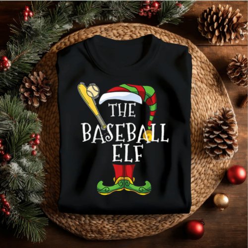 Baseball elf family matching christmas outfit name T_Shirt