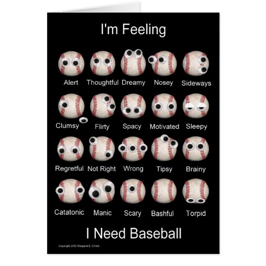 Baseball Emotions Blank Card (Front)