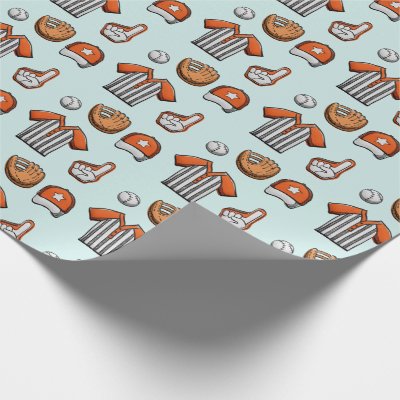Baseball Equipment Illustrated Pattern Wrapping Paper