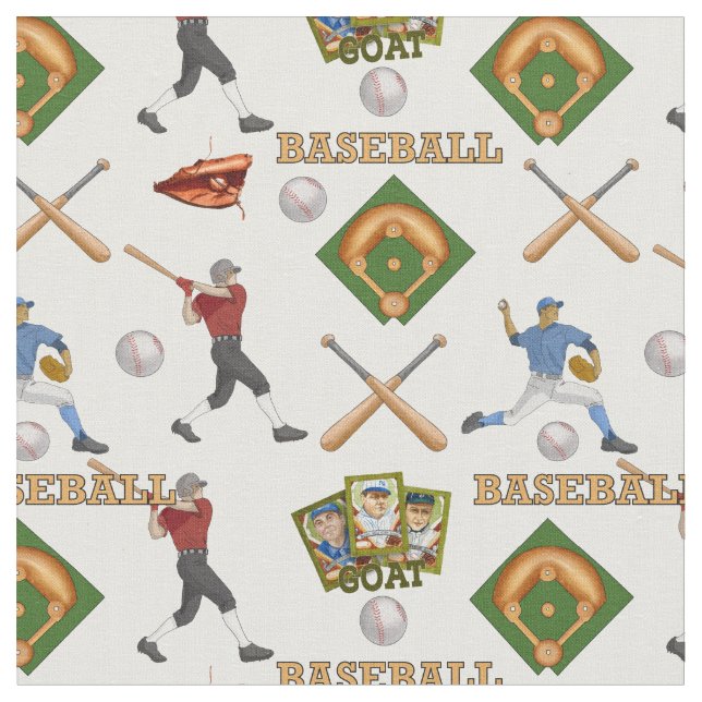 Baseball Fabric Featuring Players In Action (Close Up)