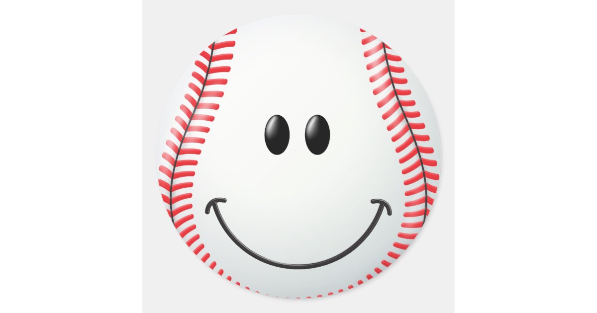 Baseball Face Classic Round Sticker Zazzle