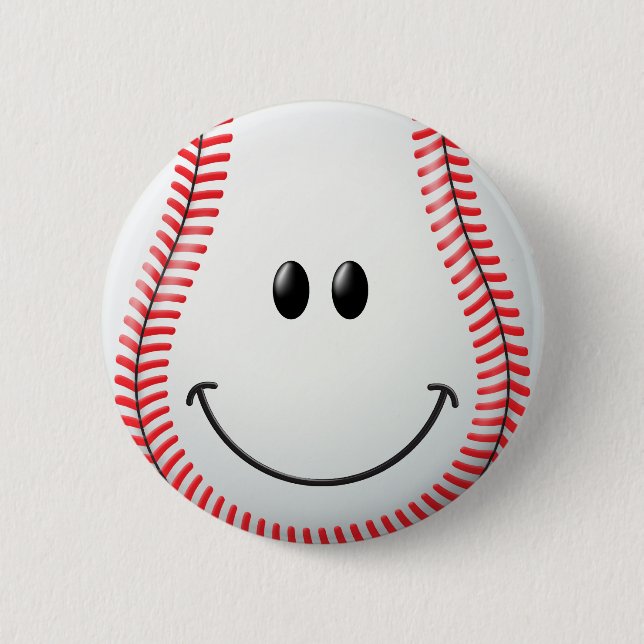 Baseball Face Pinback Button (Front)