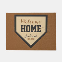 Baseball Family Home Plate Name and Year Doormat