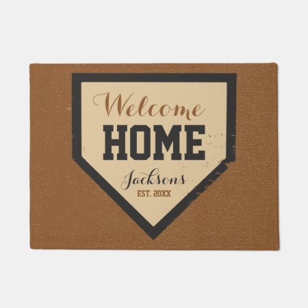 Baseball Family Home Plate Name And Year Doormat