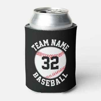 Baseball Fan Custom Team Name & Player Number Can Cooler by SoccerMomsDepot at Zazzle