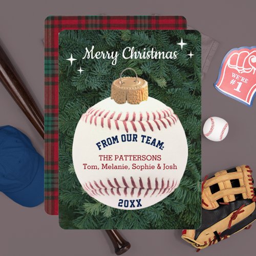 Baseball Fan Ornament Custom Photo Christmas Card