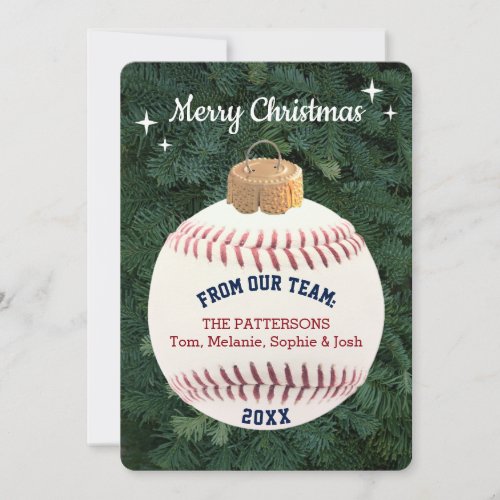 Baseball Fan Ornament Personalized Christmas Card