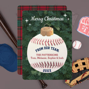 Baseball Fan Ornament Personalized Christmas Card