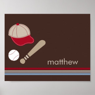 Baseball Fan Personalized Kid Wall Art